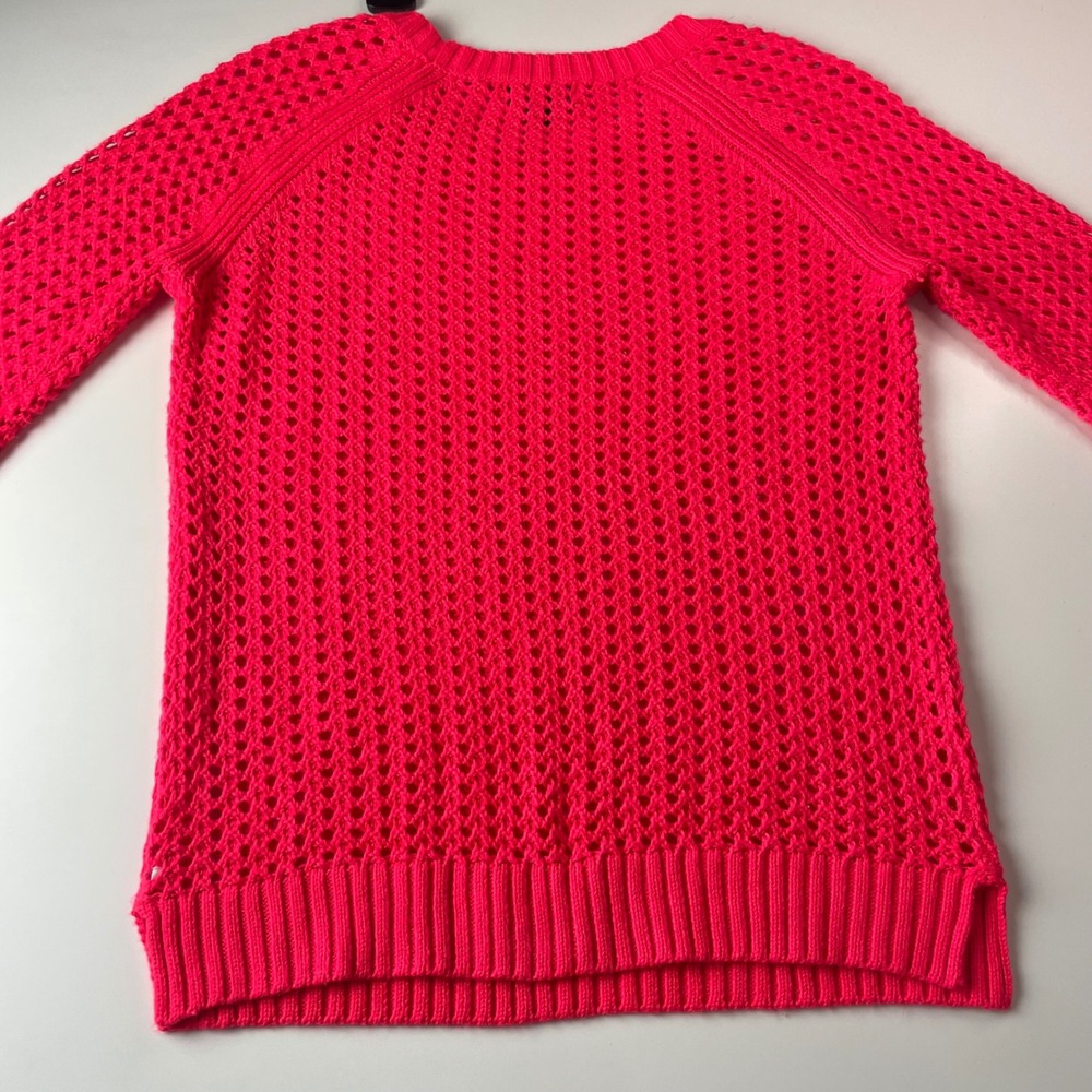 ANA A New Approach Womens Neon Pink Open Knit Crochet‎ Sweater Long Sleeve Small - Picture 9 of 9